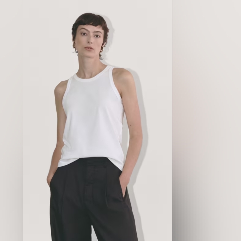 Everlane The Organic Cotton Cut Away Tank In Whitesize Xxsnwt!